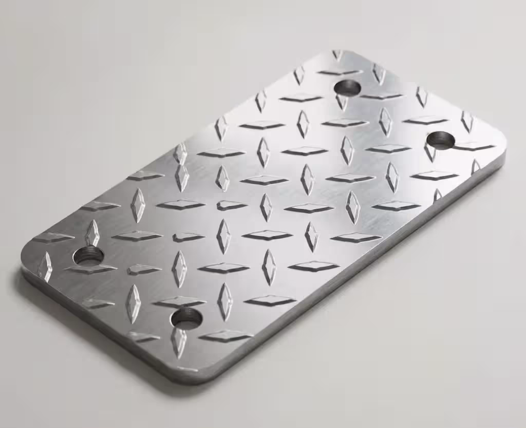 Anti-slip surface of an aluminum checker plate