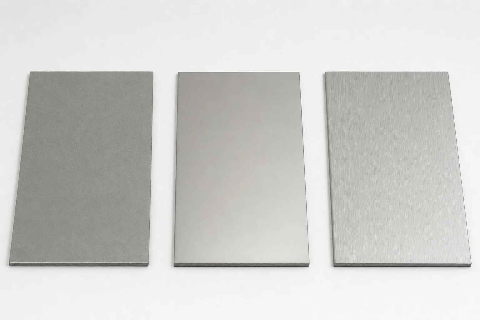 Left to right: #1, #2B and #4 brushed finishes